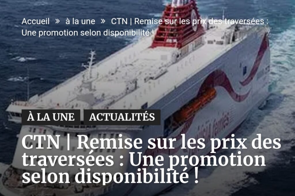Billet Bateau Tunisie Promotion