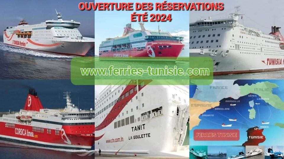 Billet de bateau Tunisie, CTN, Corsica Linea, Marseille Tunis, Gênes Tunis, Ferries Tunisie. Ouverture des réservations été 2024.